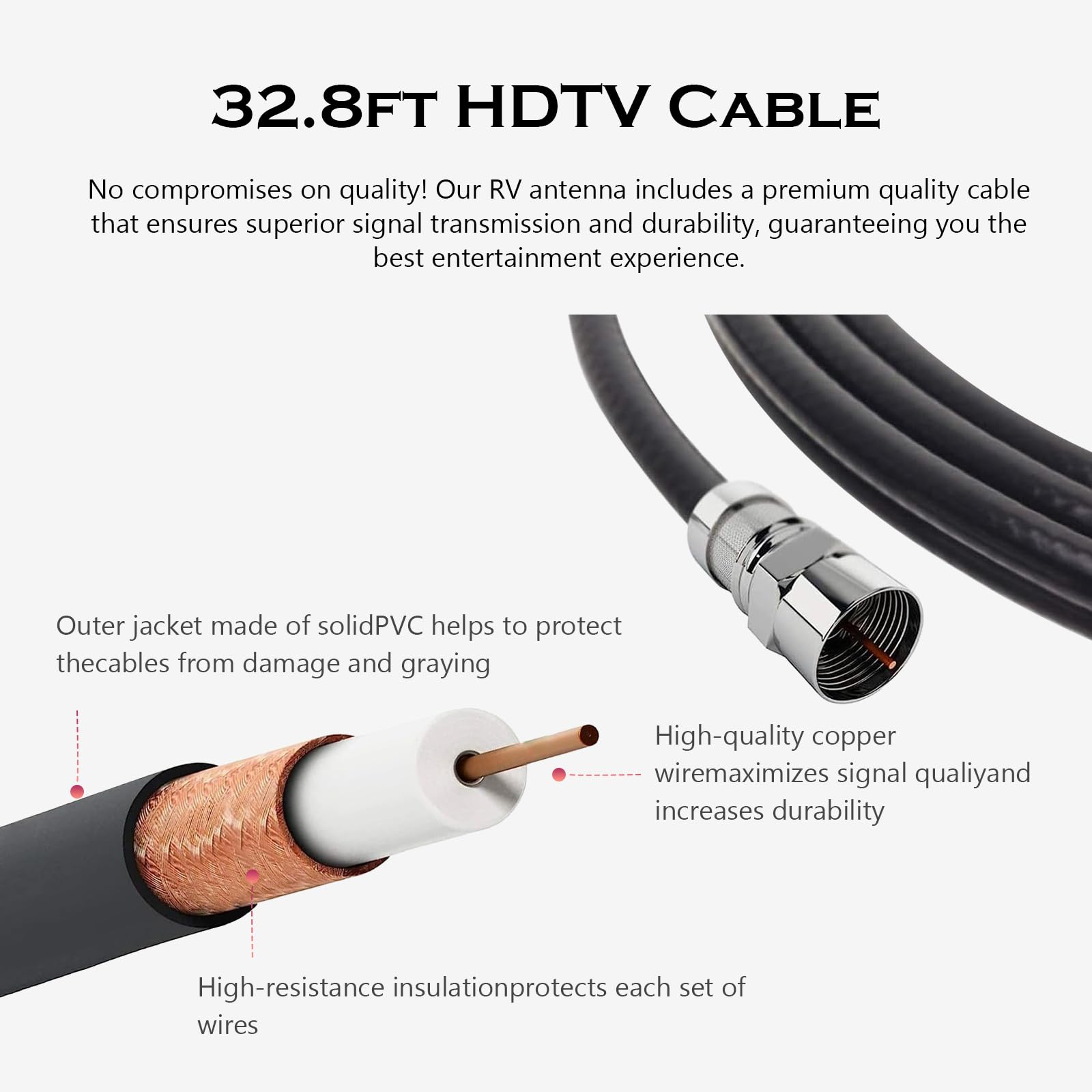 Antena RV con amplificador de señal – Recepción de largo alcance para canales locales gratuitos – Antena de TV RV para caravana y RV Antenas de TV montadas en el techo – Soporta 8K 4K 1080P 1