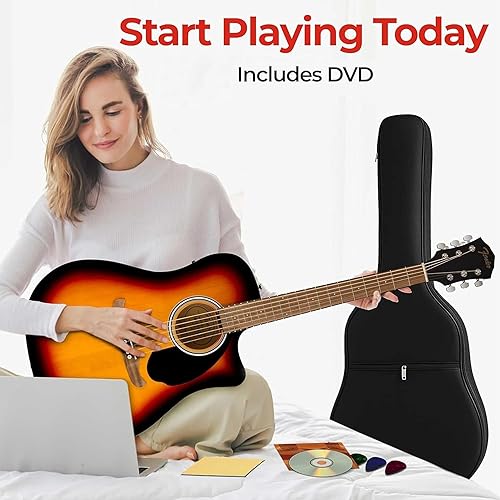 Miniatura 7 de Fender FA-125CE Dreadnought Cutaway Acoustic-Electric Guitar - Sunburst Bundle with Gig Bag, Strap, Strings, Picks, and Austin Bazaar Instructional