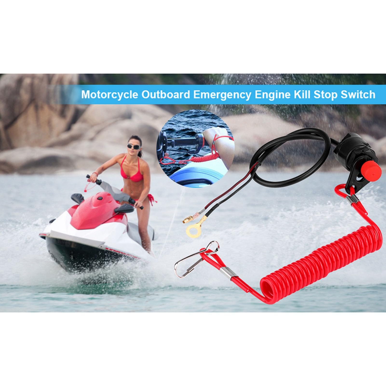 Interruttore Arresto Emergenza Motore Barca - Con Cordino Di Sicurezza - Universale Per Motori Fuoribordo - Foto 5