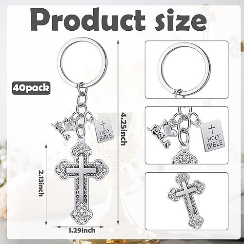Miniatura 2 de Loetere 40 llaveros de cruz cristiana para Navidad, Jesús, sagrada Biblia, colgantes, llaveros de cruz, llaveros religiosos para cristianos,