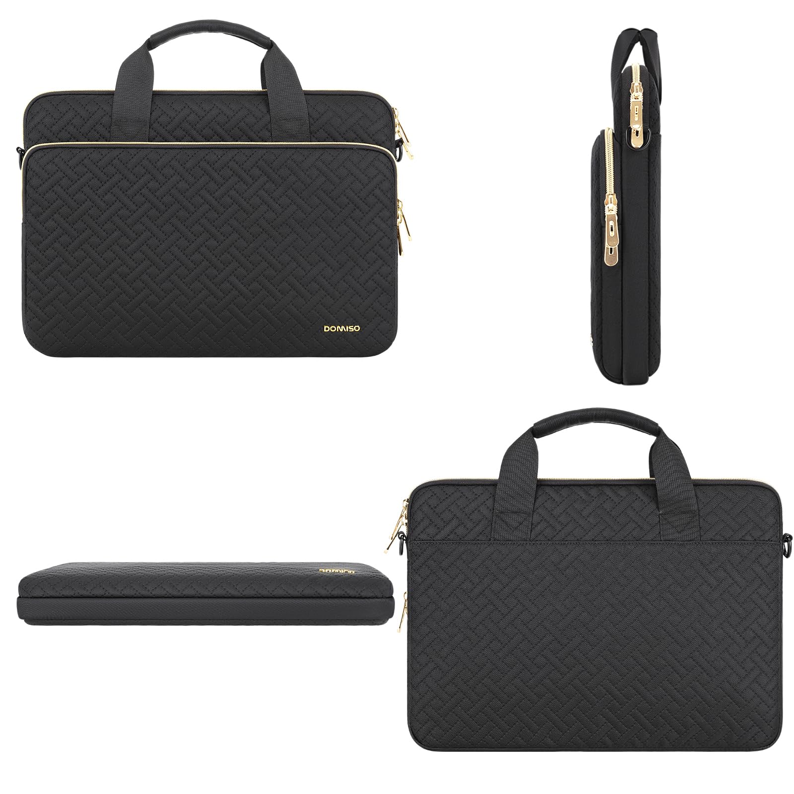 DOMISO Pochette Ordinateur 17 pouces Sacs et Housses pour Ordinateur Portable de Protection Ordi Sacoche PC Portable 17 pouces pour HP ASUS Dell XPS Laptop Notebook,Avec bretelles amovibles,Noir