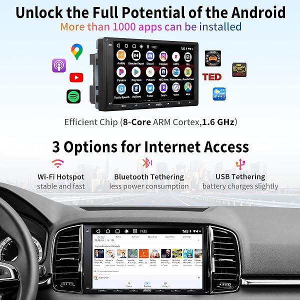 ATOTO A6PF Android Radio 2 DIN, CarPlay inalámbrico, Android Auto inalámbrico, Pantalla táctil de 7 Pulgadas Dab+ Autoradio, 2 Bluetooth, Conexión a Internet WiFi/BT/USB, HD LRV, 2G+32G, A6G2A7PF - 3