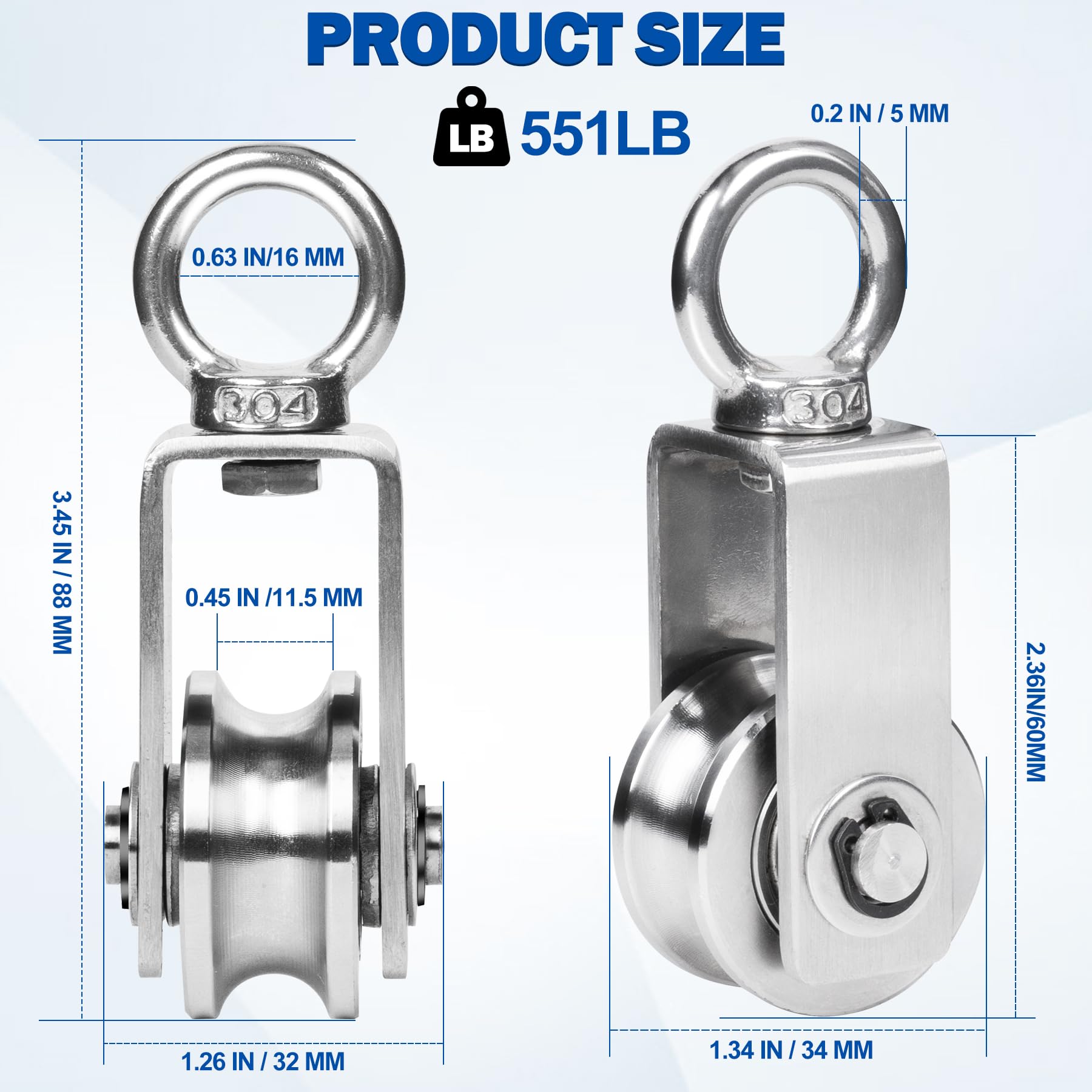 Stainless Steel Cable Pulleys - 4 Pack Lifting -2 Stainless Steel Cable Pulleys - 4 Pack Lifting -2