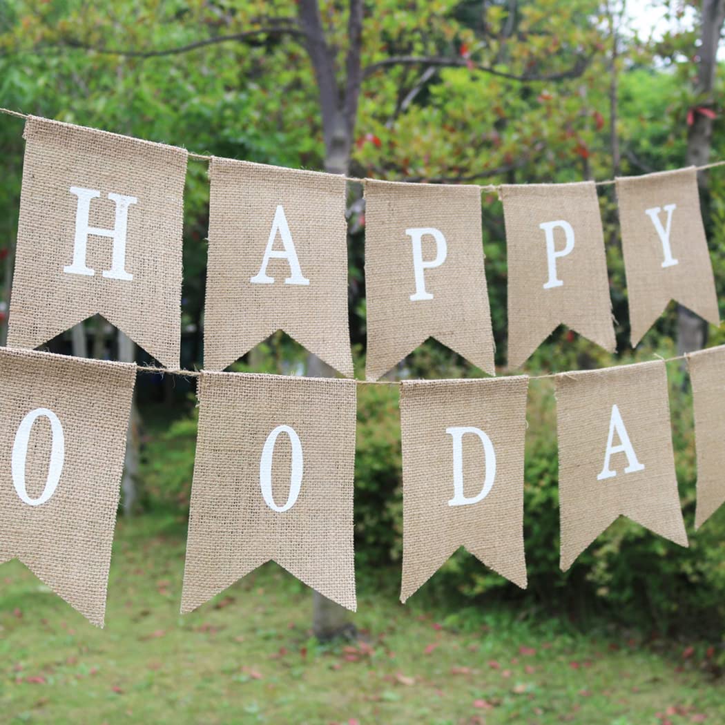 Borsgye Happy 100 Days Burlap Bunting Banner Swallowtail Flag Handwriting Baby Shower Banner Adjustable DIY Decoration for Baby Welcome Sign Baby Photo Prop Gender Reveal Party Supplies - Image 4
