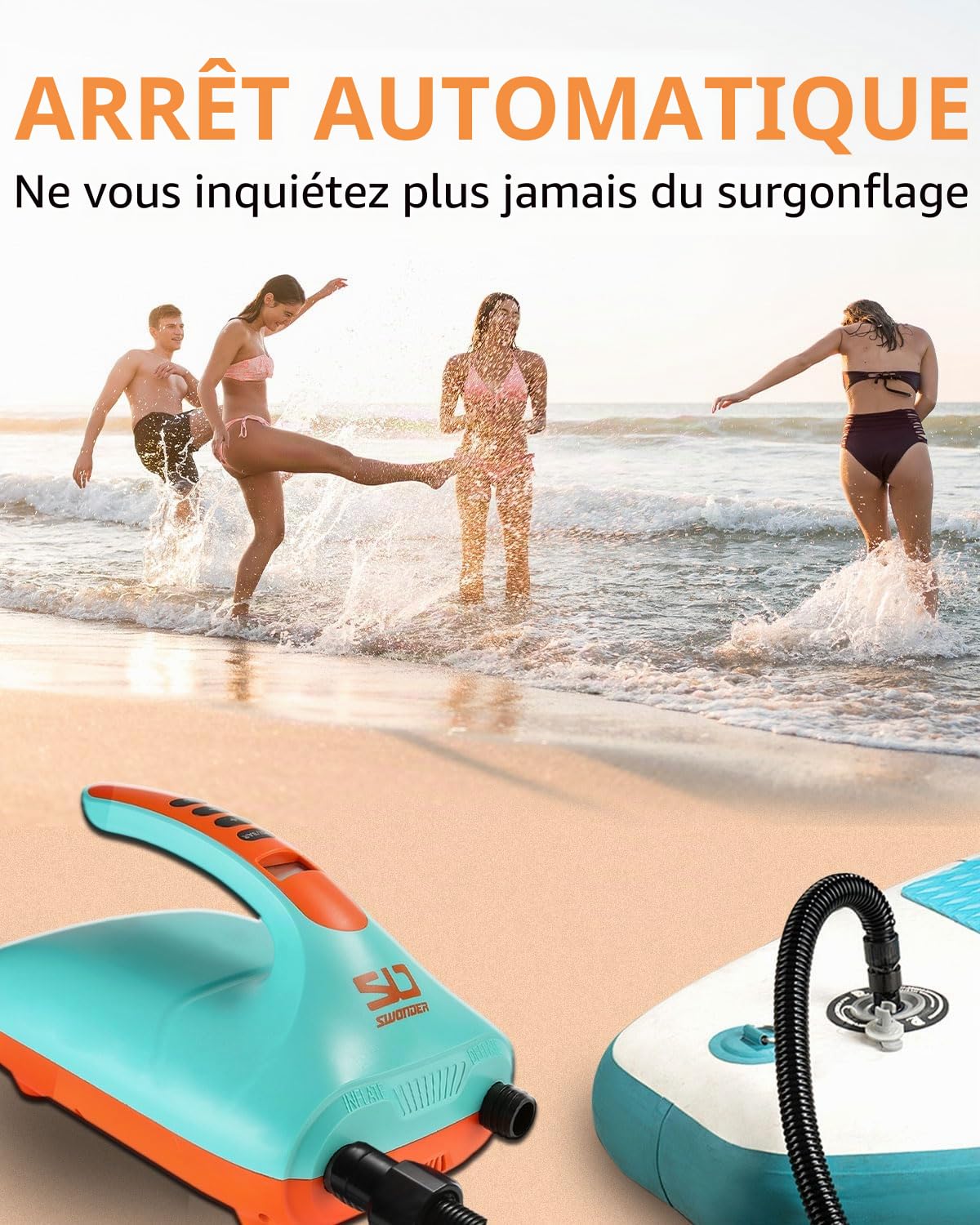 Swonder Pompe Électrique Numérique Haute Pression 20 PSI pour Paddle Gonflable, Kayak, Tente – Gonfleur Sup à Double Étape Intelligente avec Arrêt Automatique – Disponible en Deux Couleurs