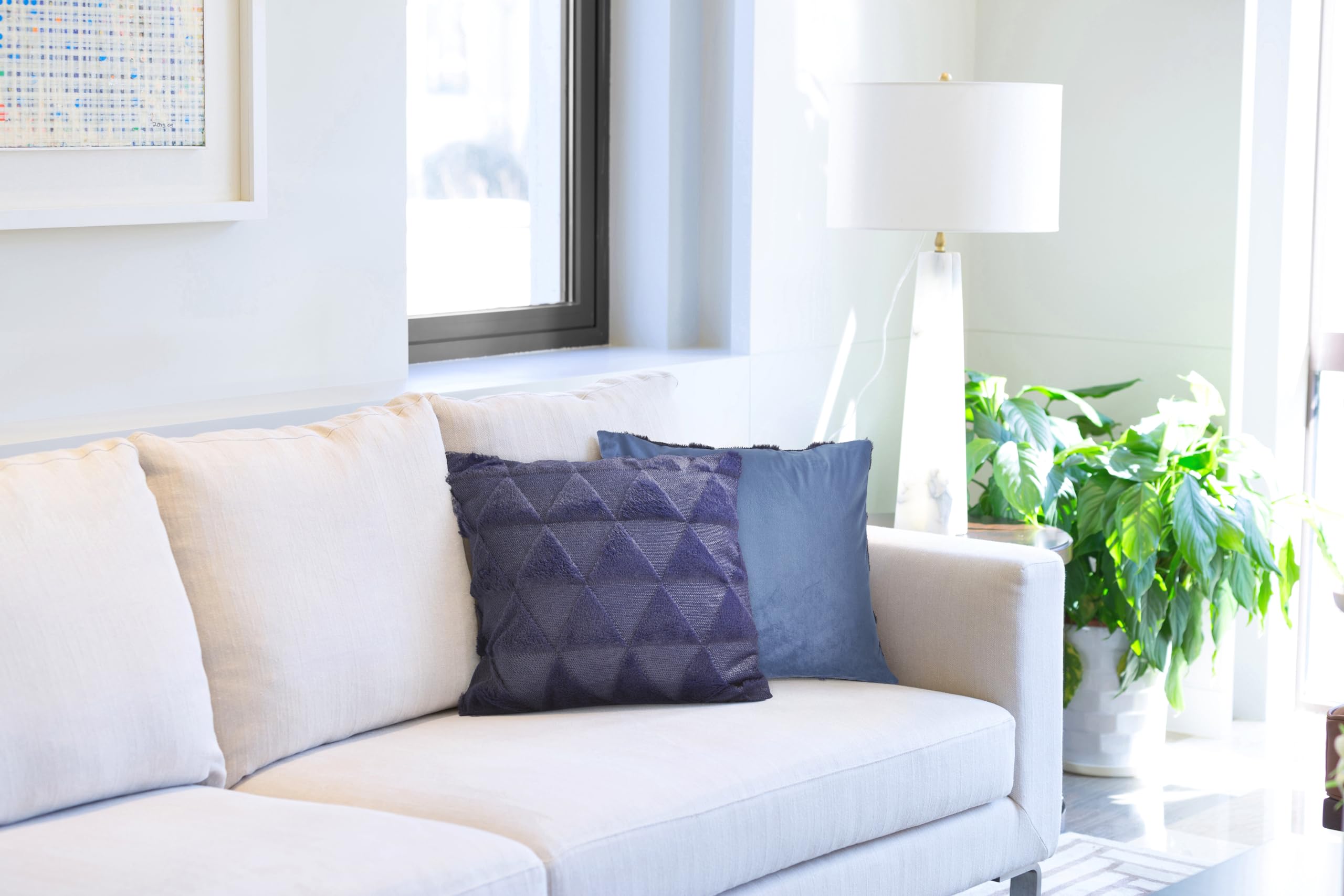 Emma Barclay Nyla Soft Touch Geometric Tufted Cushion Cover (Navy blue), 43 x 43 cm (Pack of 1) - Image 2