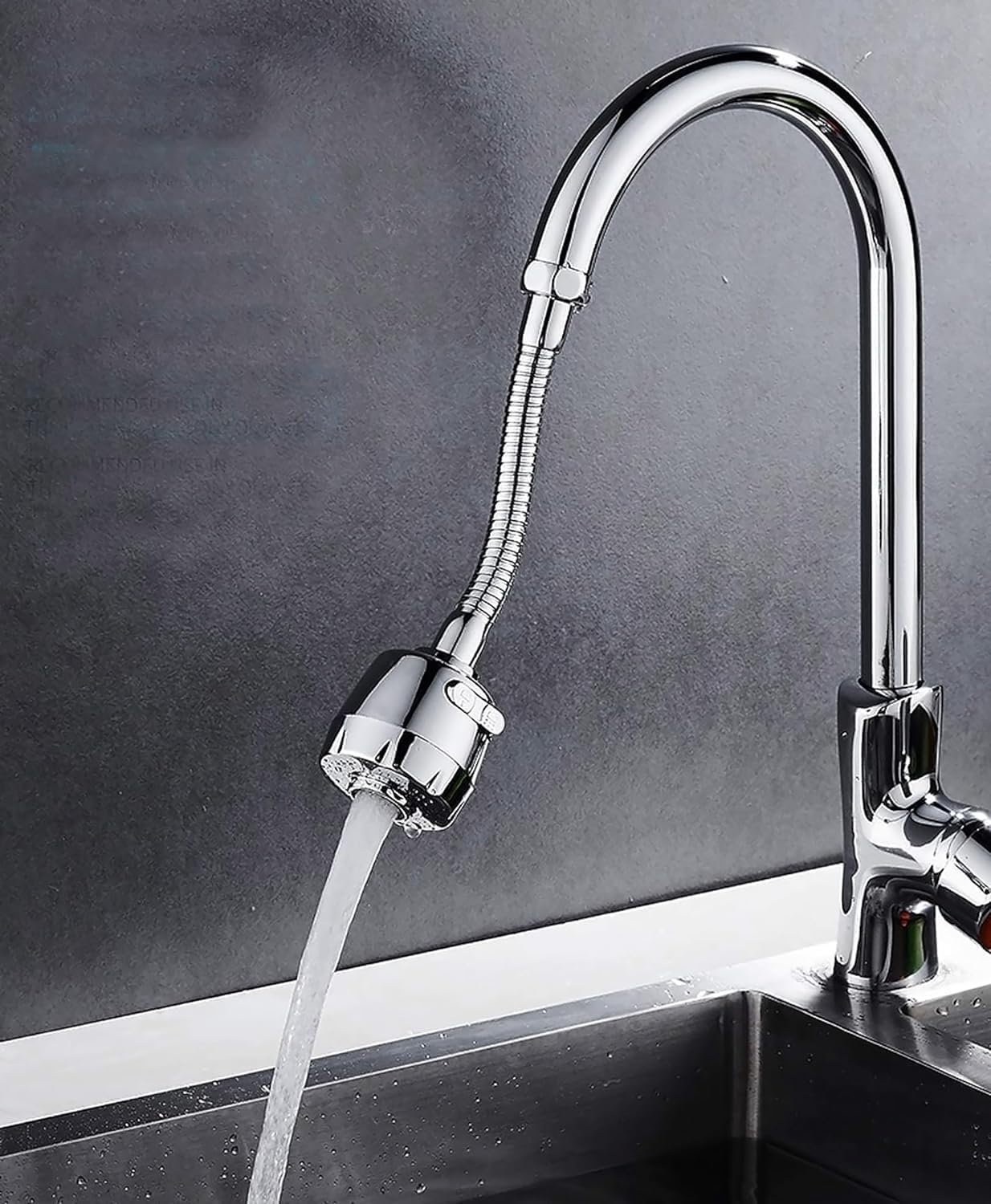MissMin Sink Faucet Sprayer Attachment 360 Rotatable Kitchen Tap Extender Head Replacement Anti-Splash Faucet Nozzle Head with Hose and Universal Connector, 2 Mode (Silver)-picture-15