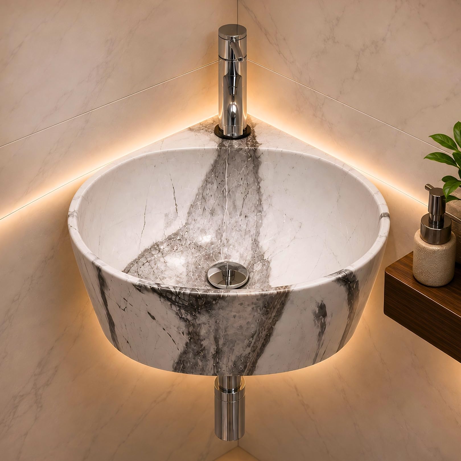 Reyal Corner Sink - Space-Saving Ceramic Wash Basin -17 Reyal Corner Sink - Space-Saving Ceramic Wash Basin -17