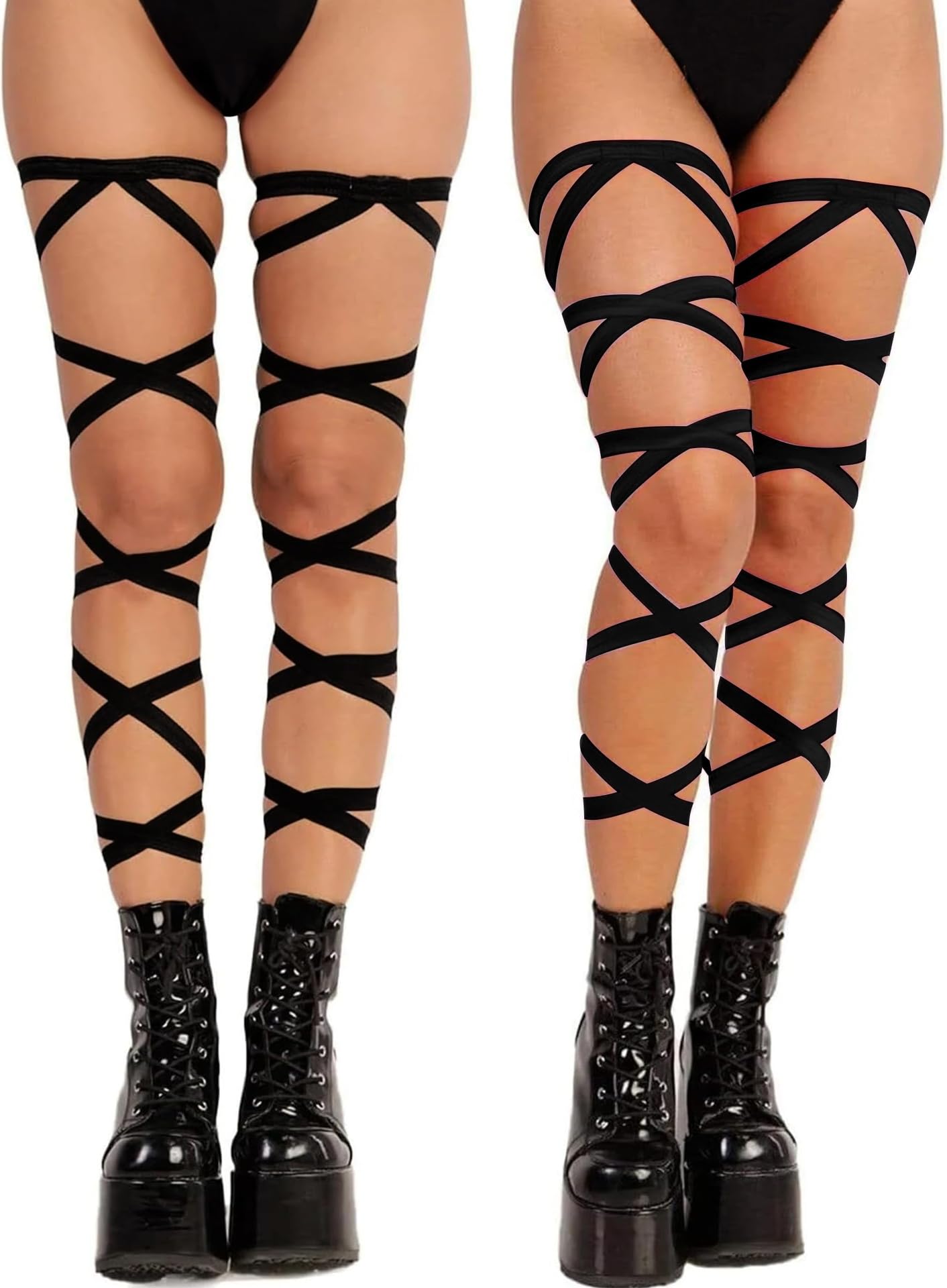 Rave Leg Wrap for Women - Music Festival Cosplay Costume Outfits Non-Slip Elastic Strap Halloween Party Accessories