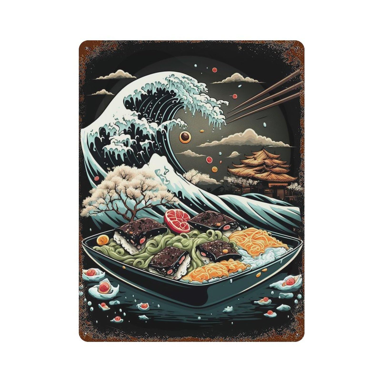 Food Japan Retro Metal Sign 15.7"x11.8", for Garage, Bar And Workshop Decor, Shabby Chic Decor