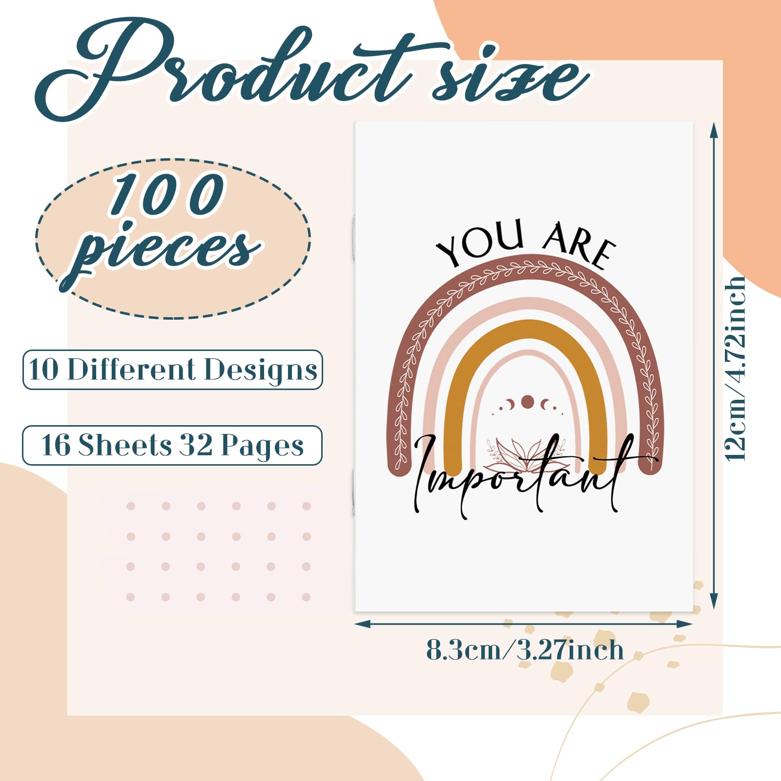 Fumete 100 mini diari motivazionali bulk arcobaleno tascabili quaderni ispiratori piccoli taccuini divertenti per scrivere colleghi diario di viaggio forniture per insegnanti dipendenti per ufficio