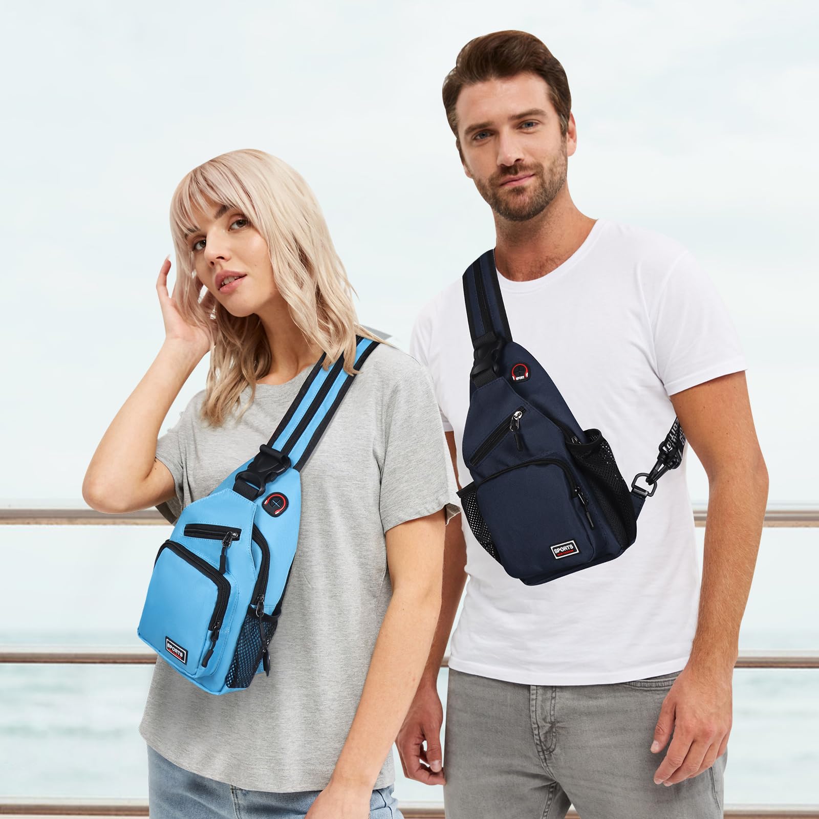 Geestock Brusttasche für Herren und Damen, 2 in 1 Klein Rucksack Wasserdichte Umhängetasche, Leichte Crossbody Bag für Outdoor, Reisen & Alltag (Marineblau)