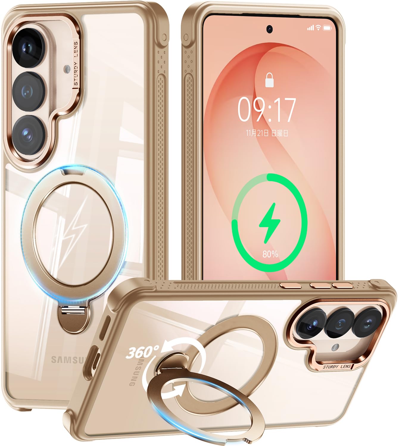 Carcasa Samsung S26 Plus anticaída con función atril y anillo magnético 8