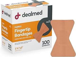 Dealmed Fabric Fingertip Flexible Adhesive Bandages – 100 Count (1 Pack) Bandages with Non-Stick Pad, Latex Free, Wound Care for First Aid Kit, 1 3/4" x 3"
