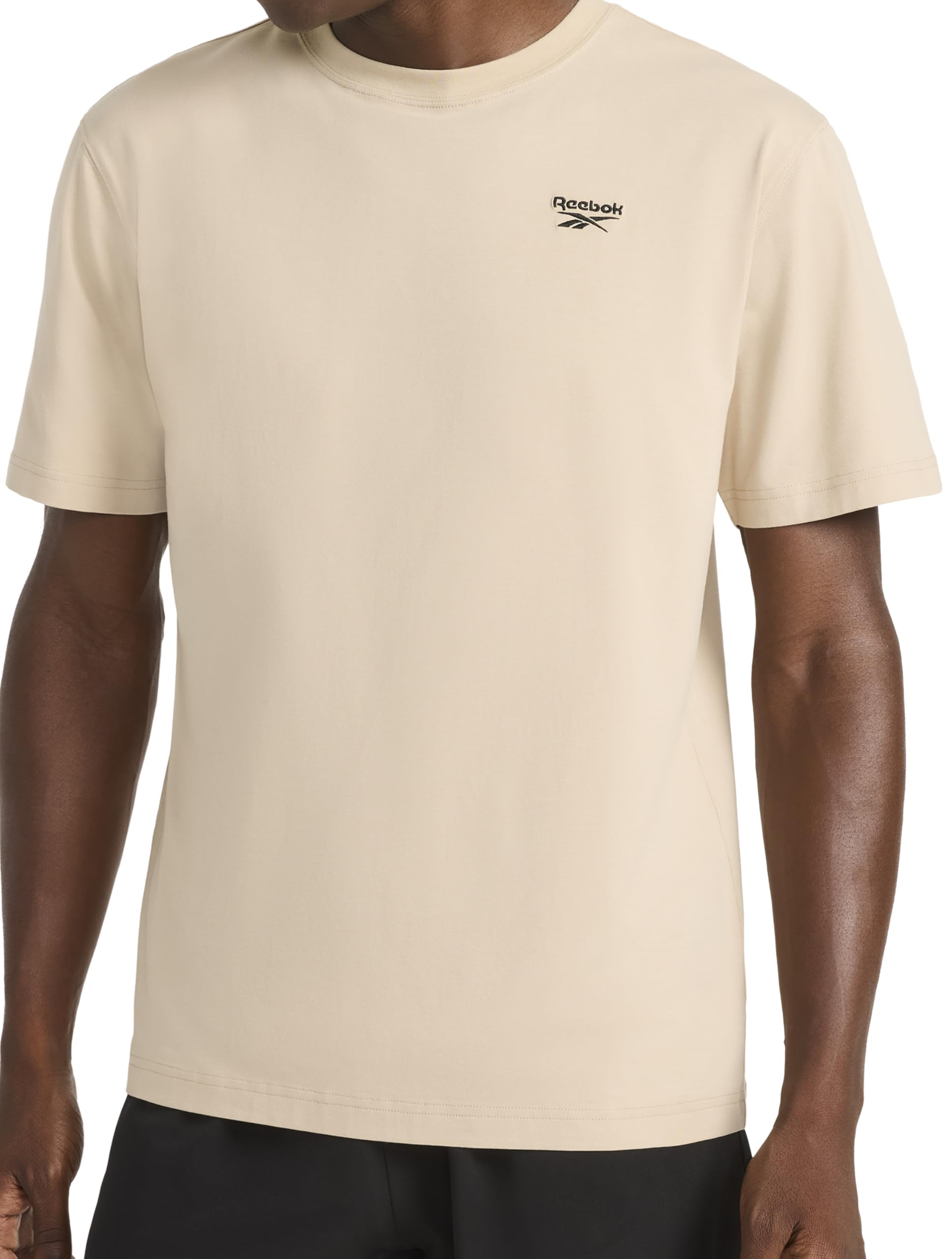 Reebok Mens Short Sleeve Crewneck Embroidered T-Shirt Standard Fit Lightweight Stretch Cotton Fabric