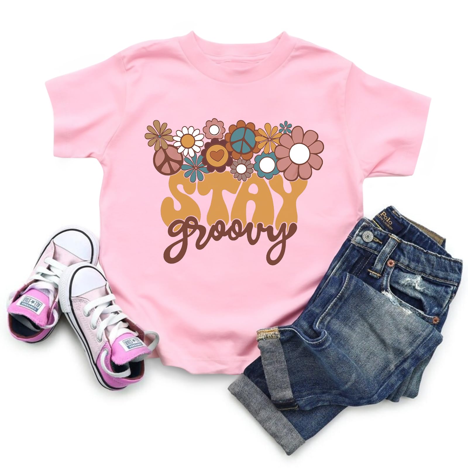 Stay Groovy Shirt for Toddler Boys Girls Retro Shirts Hippie 70s Disco Outfits Floral Graphic Tees Tops