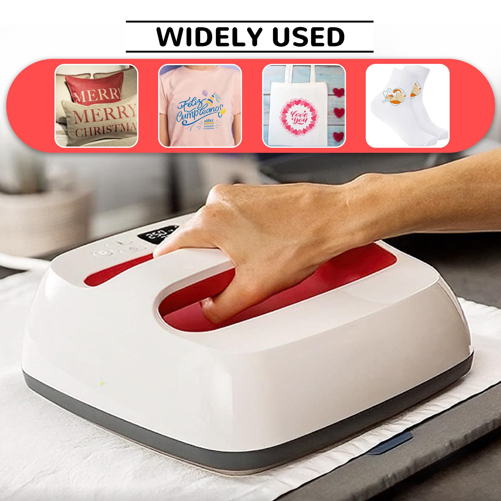 Pressa a Caldo, Pressa a Caldo per Magliette 2 in 1, Mini Pressa a Caldo(9" x 9"), Termopressa, Stampante per Tessuti, Stampante per Magliette/Cappelli/Borse/Cotone/Poliestere