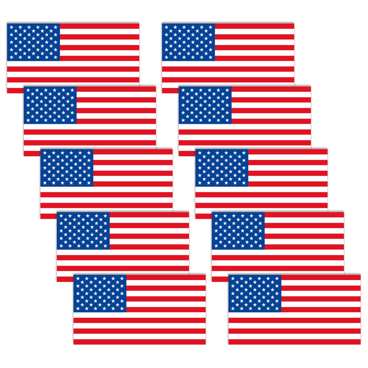 American Flag Stickers,Premium USA Patriotic Sticker 10 Pack 3.5in