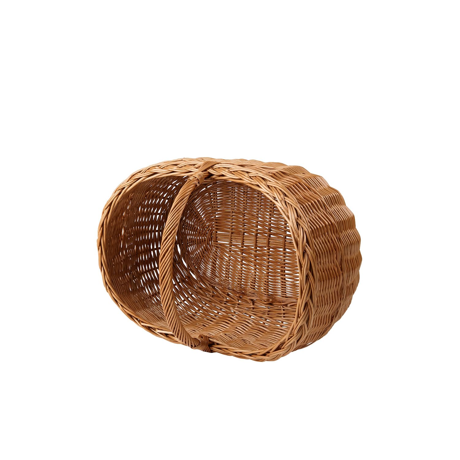e-wicker24 Duży kosz kominkowy z wikliny w naturalnym kolorze, wiklinowy kosz na drewno kominkowe