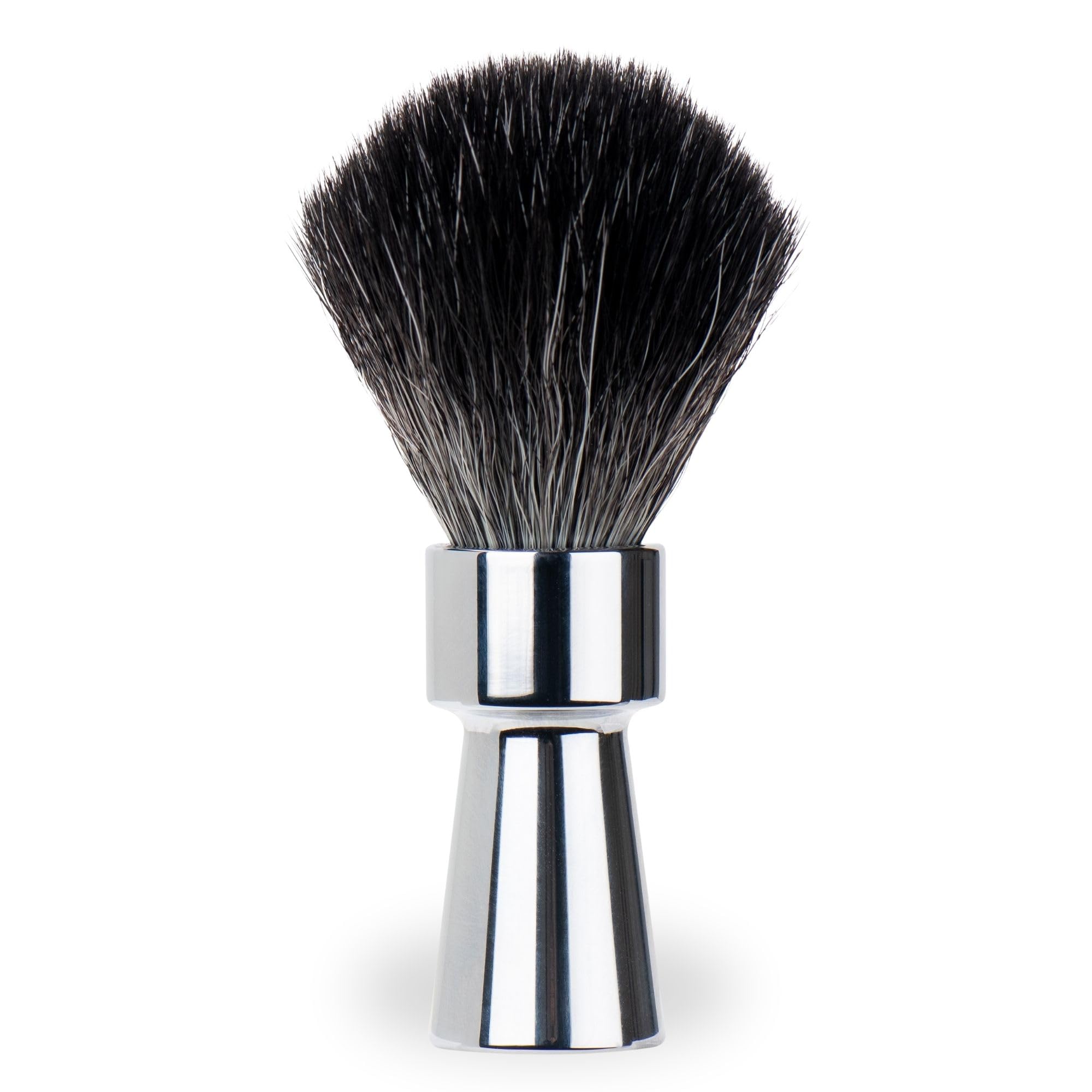 MERKUR Pennello da barba 1100 | Black Fibre sintetiche | Cromo lucido | Vegano | Impugnatura in alluminio | Made in Germany