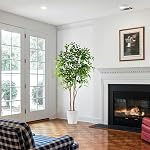Warmplants Arbre de ficus artificiel, 6ft Tall Fake Ficus Tree avec Panier, Faux Plante pour Intérieur Extérieur Maison Salon Bureau Jardin Porc Décor