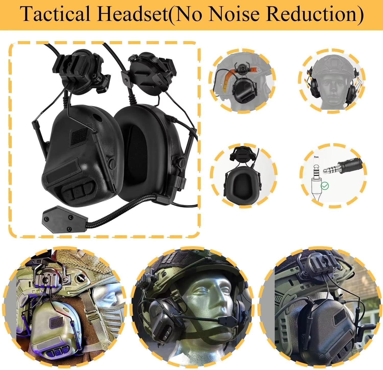 Tactical Fast Adjustable Helmet Set - Communication Headset Helmet Cover Full-Face Mask, Cosplay Military Airsoft Protective Gear for Adults