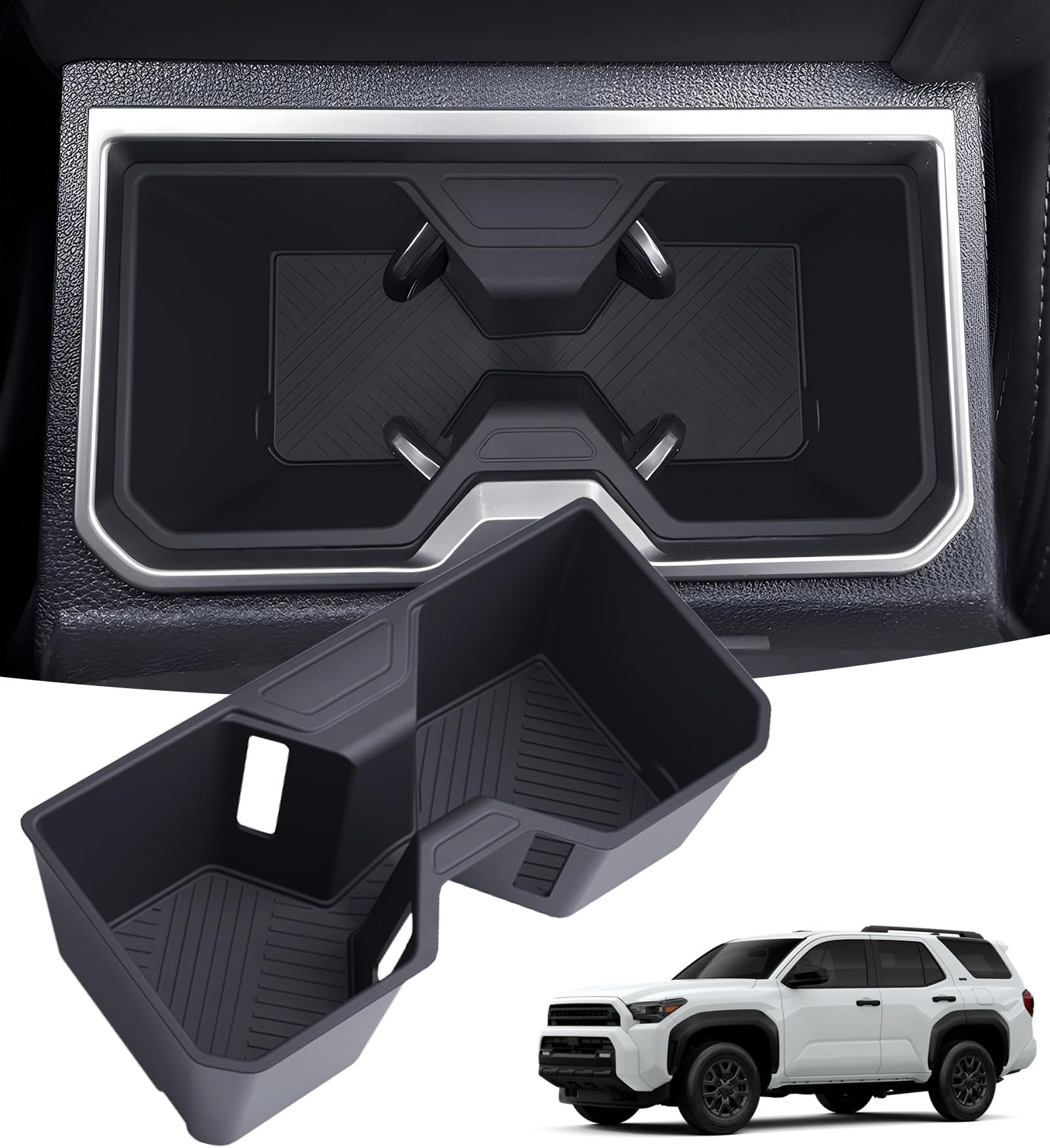 Center Console Cup Holder Inserts for Toyota 4Runner 2026 2025 (6th Gen), Interior Accessories TPE Cup Holder for 2025-2026 4 Runner, Black