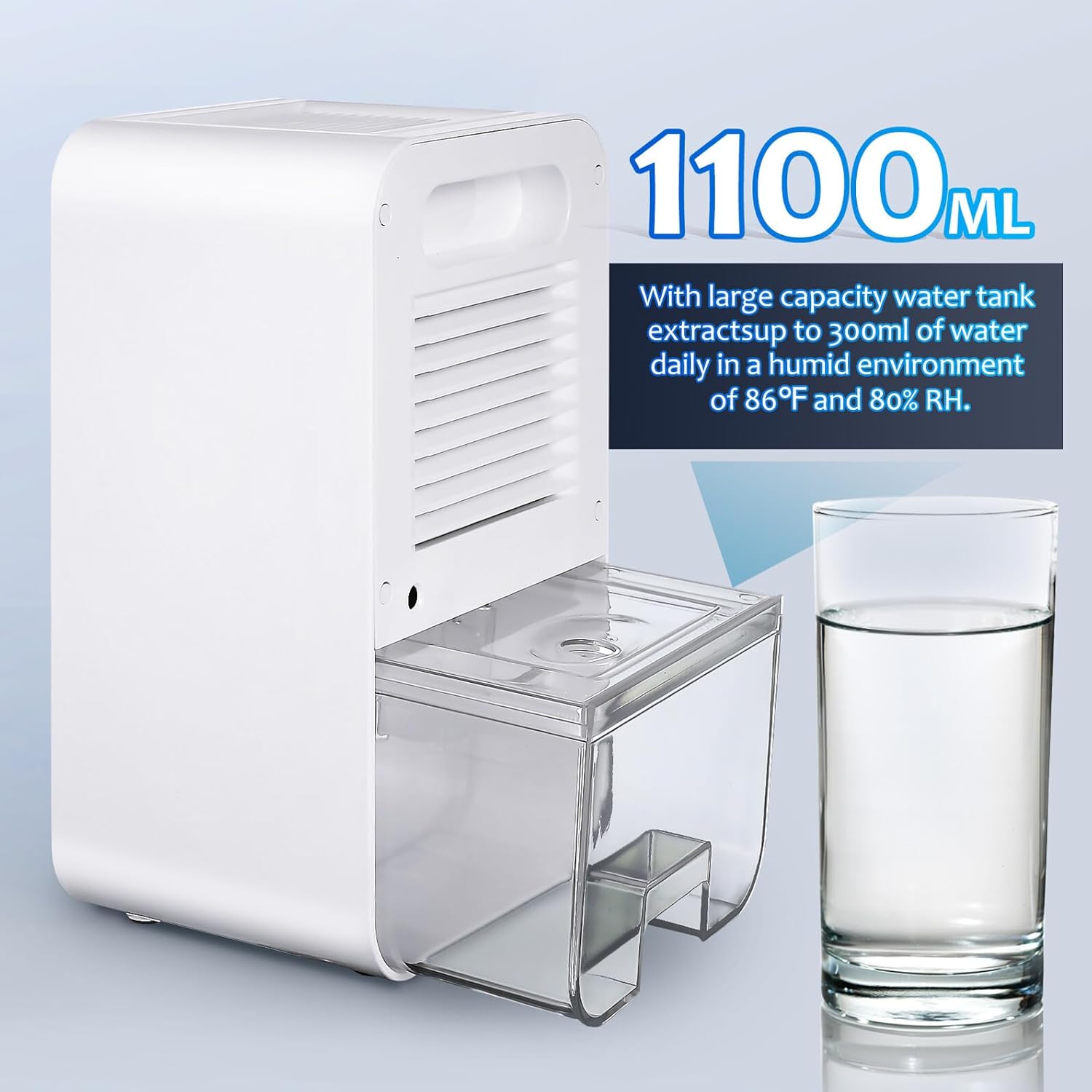 Small Dehumidifier for Home and Bedroom with US Plug Quiet Portable Moisture Remover for Bathroom and Basement Safe Auto Power-off Protection Efficient LED Light Lightweight Design