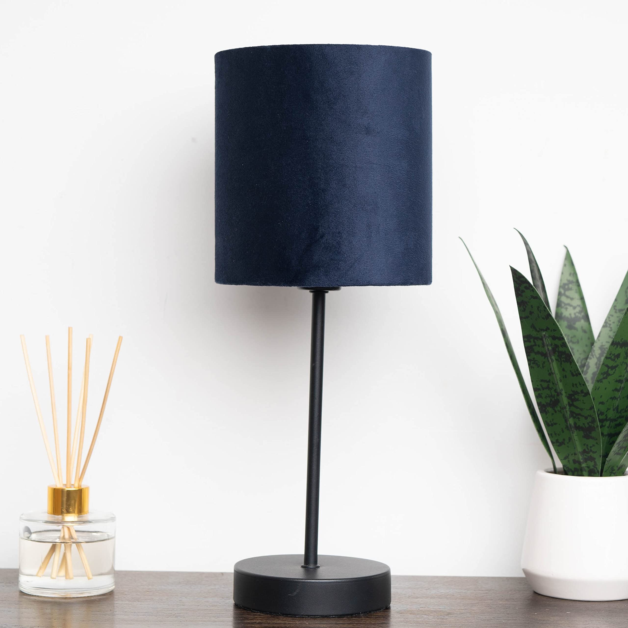 Kliving Hove Table Lamp - Velvet Shade - Navy - 38cm