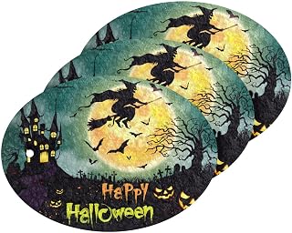 Halloween Pumpkins Castle Kitchen Sponges Witch Bats Spooky Moon Cleaning Dish Sponges Non-Scratch Scrubber Sponge for Kitchen Bathroom Cars, pack of 3