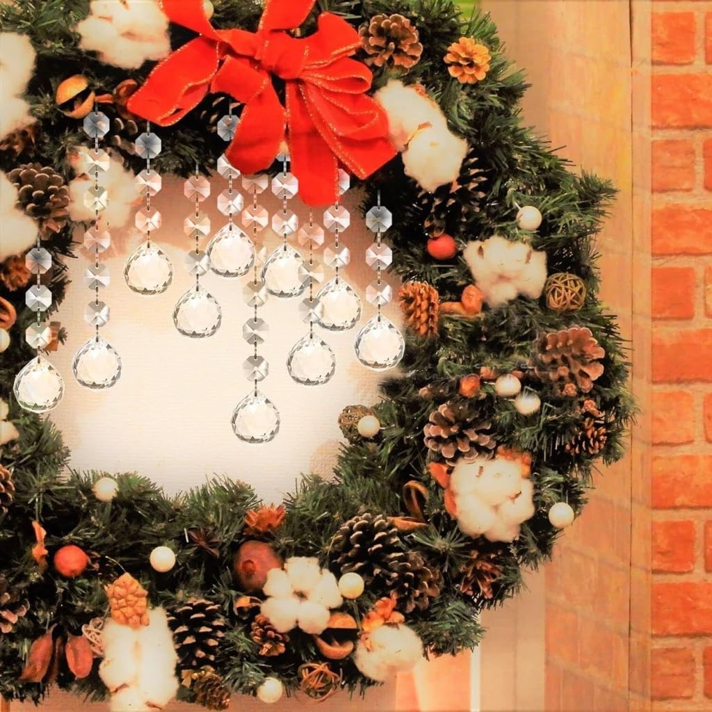 Clear Acrylic Snowflake Teardrop Ball Ice Stick Christmas Ornament for Indoors Outdoor Holiday Decors