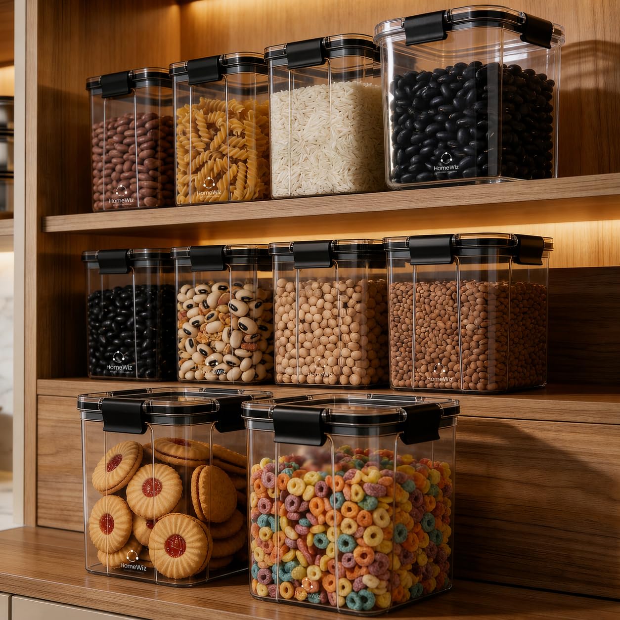 HomeWiz Airtight Kitchen Storage Box 700ml x10 | Containers For Kitchen Storage Set | Food Grade BPA-Free Kitchen Containers Set With 2 Side Clip-Lock | Stackable, For Pantry and Fridge Storage
