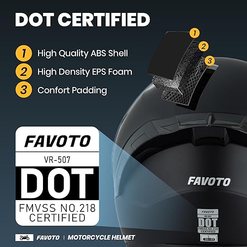 Miniatura 2 de Casco completo con viseras duales Favoto, Casco de motocicleta aprobado por DOT, Casco ligero para motocicleta, bicicleta de tierra, ATV,