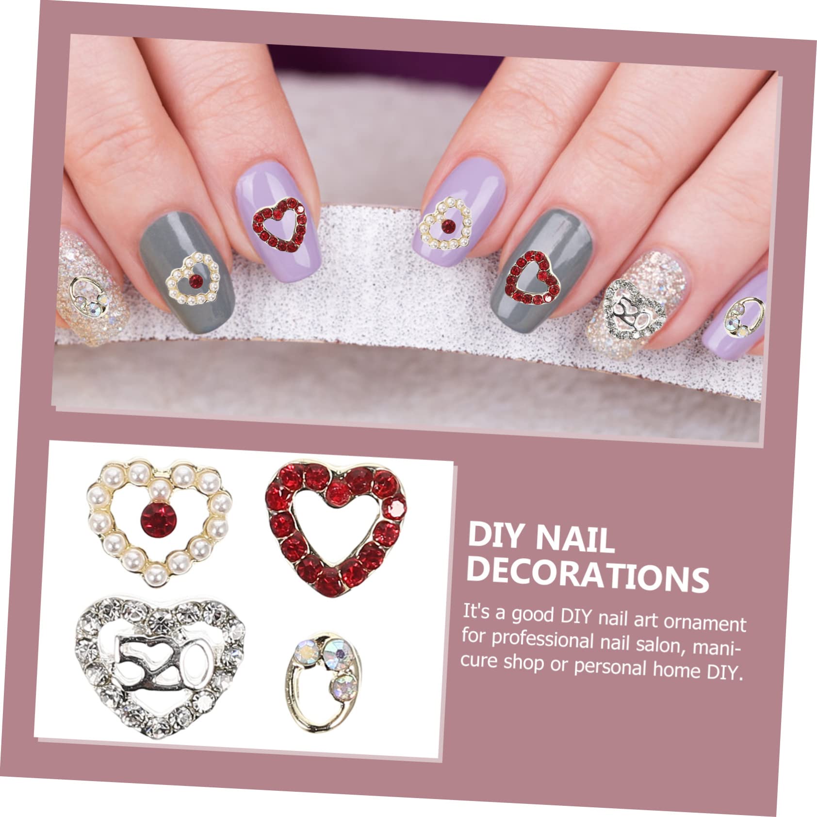 minkissy 200pezzi Charms Per Unghie Forma Di Cuore Decorazioni Per Nail Art Eleganti Ciondoli Per Unghie Perfetti Per Manicure e Artigianato Feste e Occasioni Speciali
