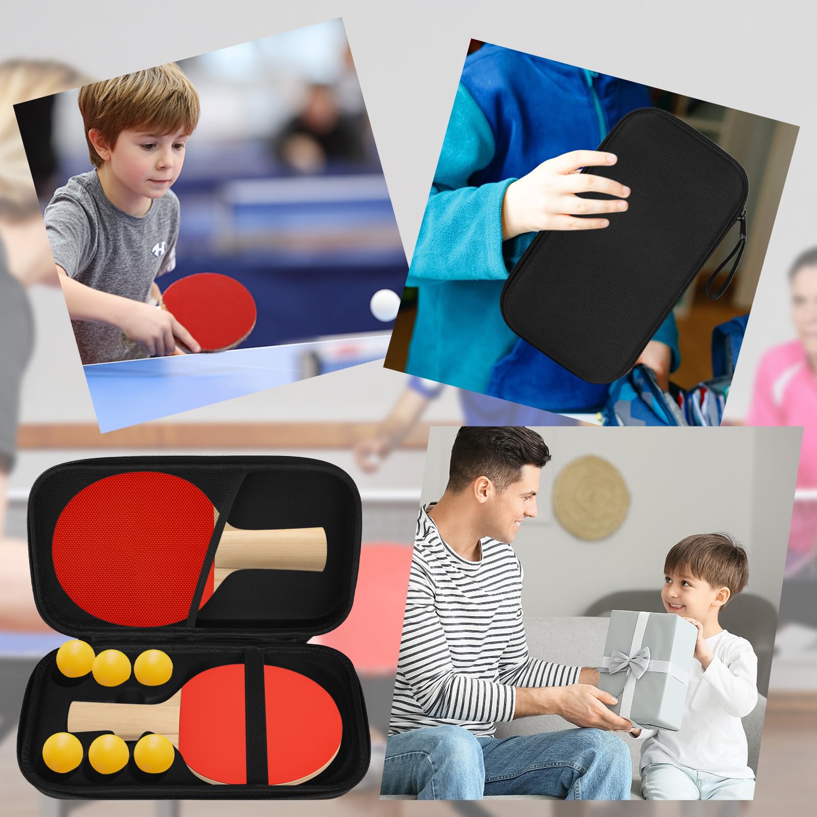 Housse Raquette Ping Pong, Pochette Raquette Ping Pong avec Rangement Balles Étui pour Raquette Ping Pong de Tennis de Table Convient pour 1 Pagaies et 6 Balles (Étui Uniquement)