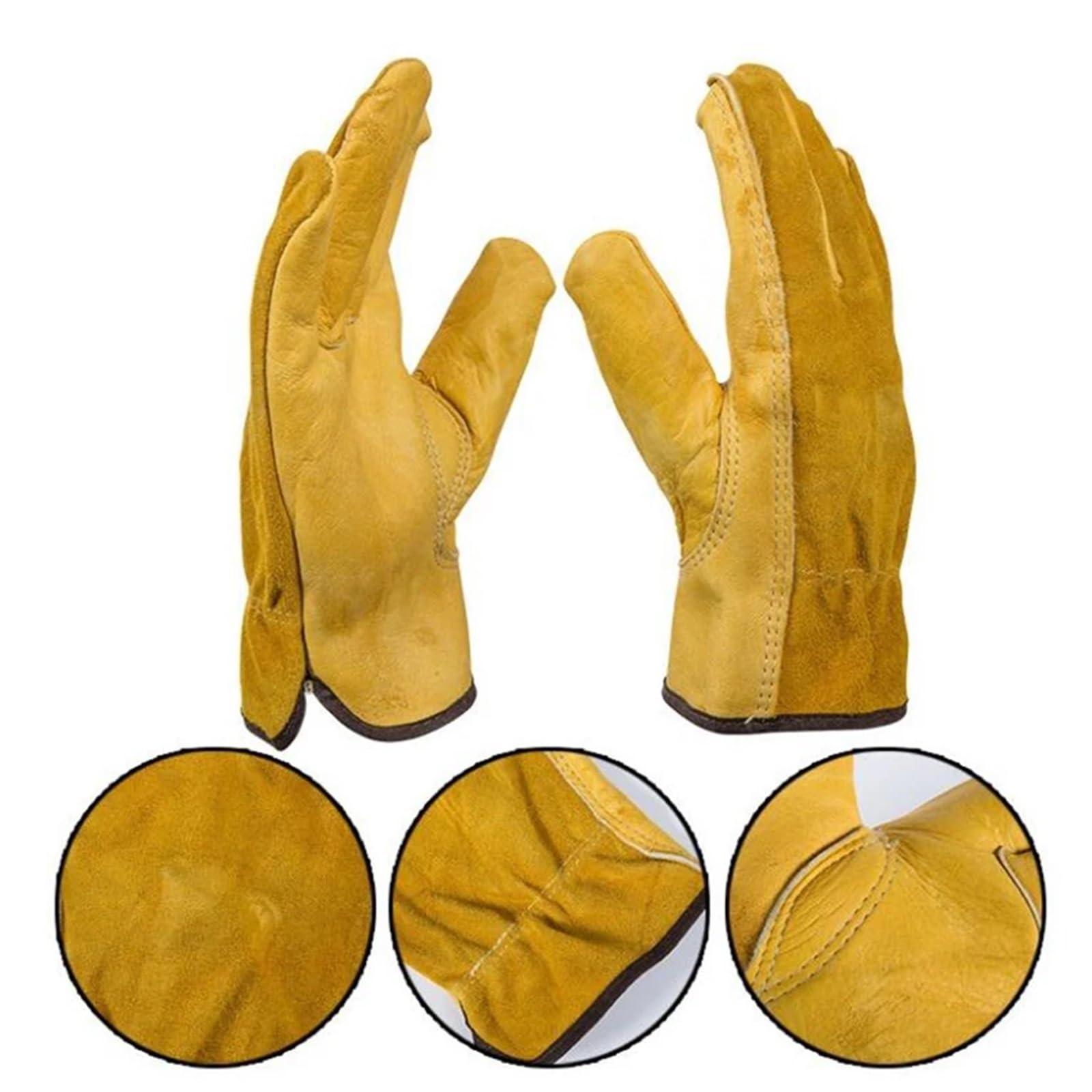 Guanti da Lavoro in Pelle PU, con Polso Elastico, Guanti protettivi for Giardinaggio, Fattoria, Magazzino, edilizia, Moto, S, M, L, XL(S)