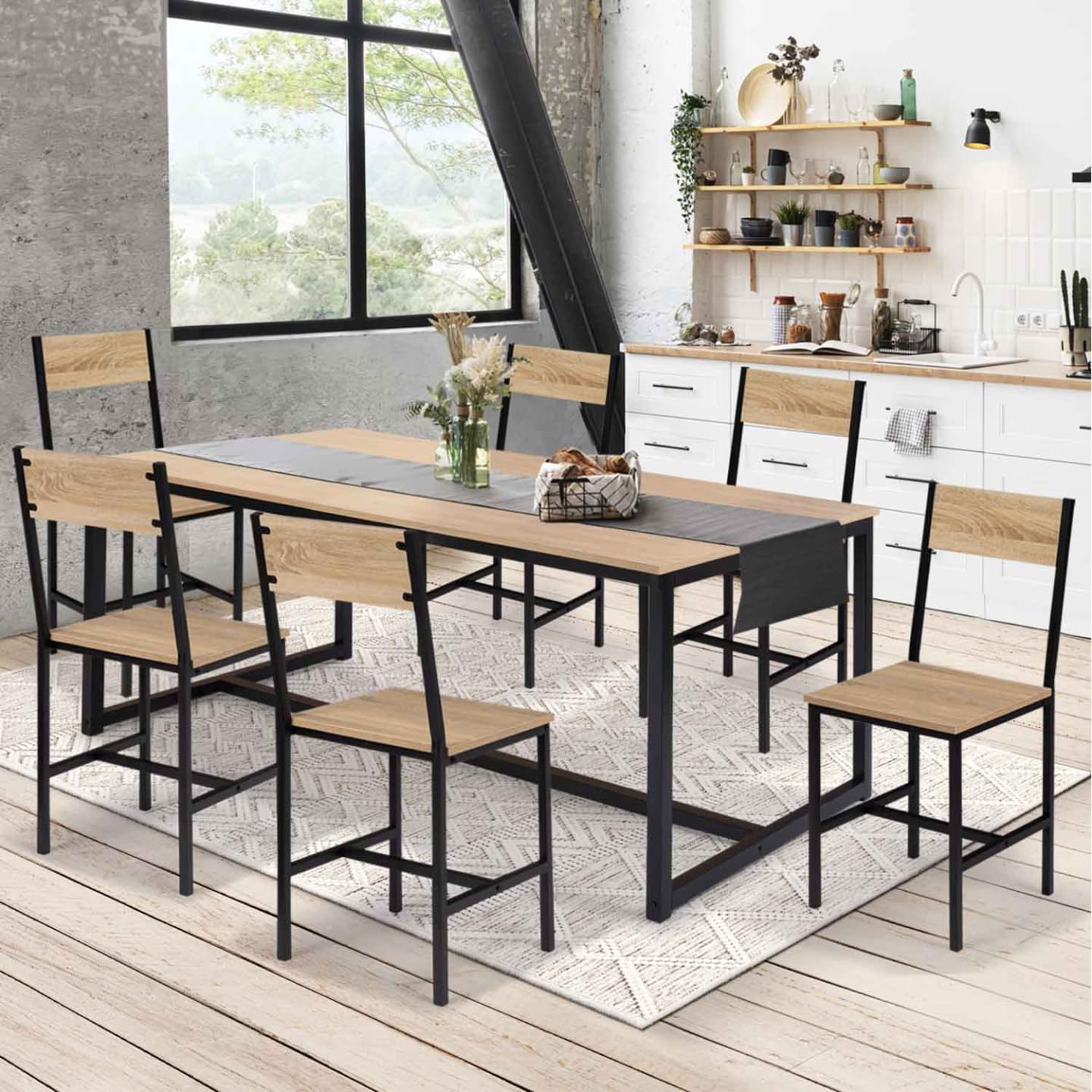 IDMarket - Juego de 6 sillas de cocina de diseño industrial DETROIT