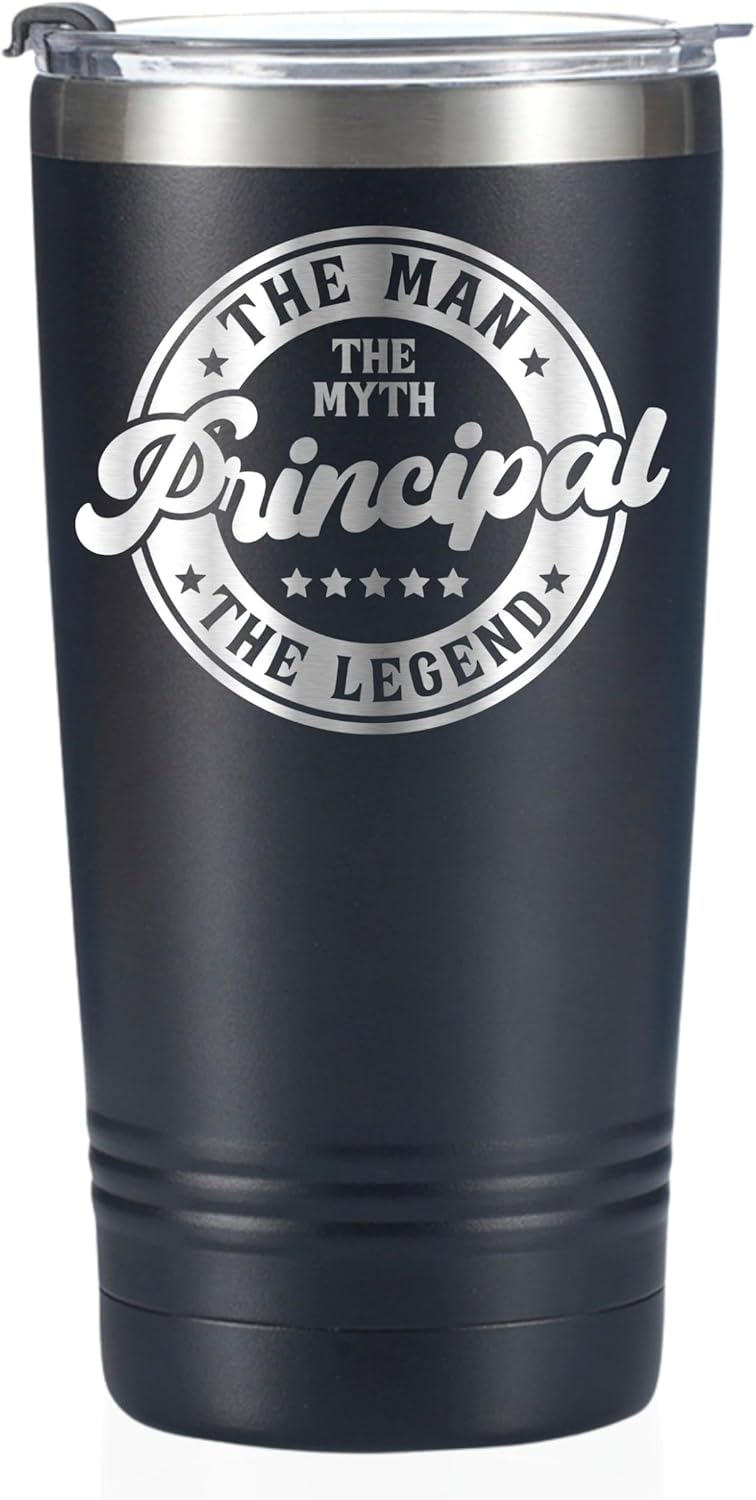 Onebttl Principal Appreciation Gifts for Men Women, 20oz Stainless Steel Tumbler for Principal Day, Appreciation Week, Christmas, Retirement for School Principals - Man Myth Legend