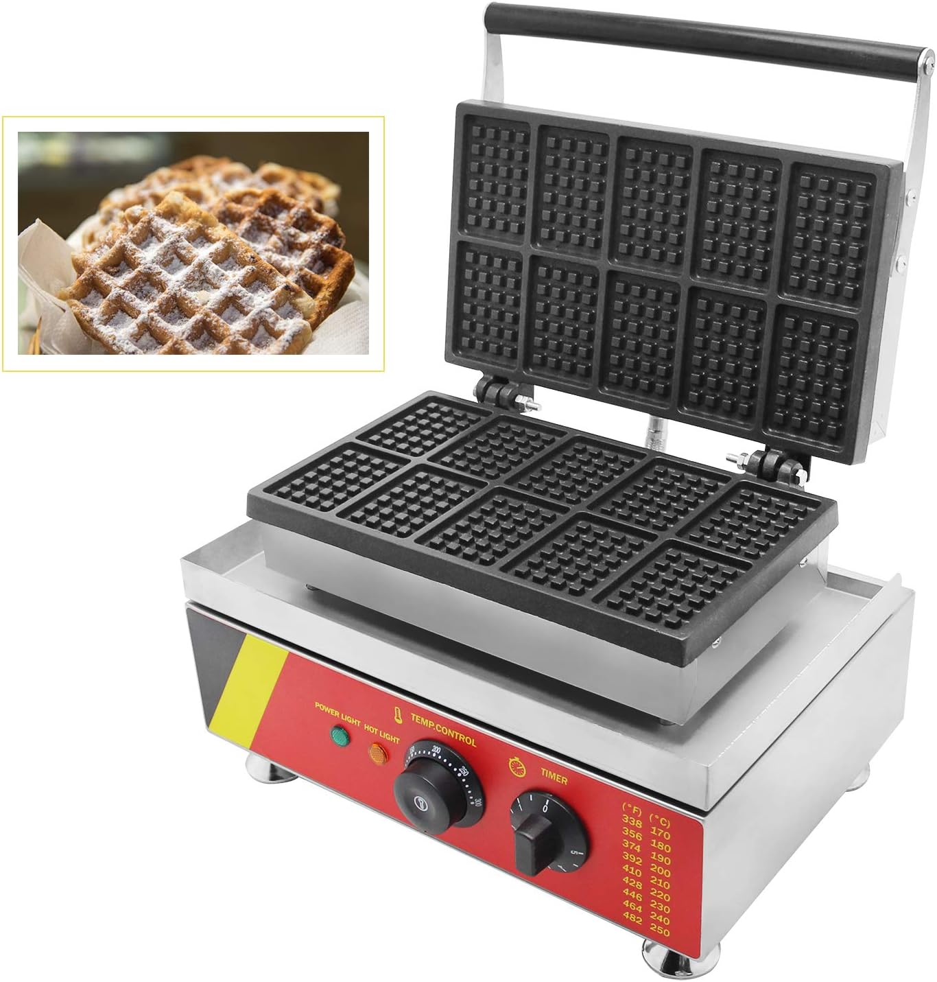 CGOLDENWALLNP-533 10pcs Commercial Waffle Maker Electric Waffle Machine No-stick Belgian Waffle Baker (Rectangle) 110V/220V CE Certification