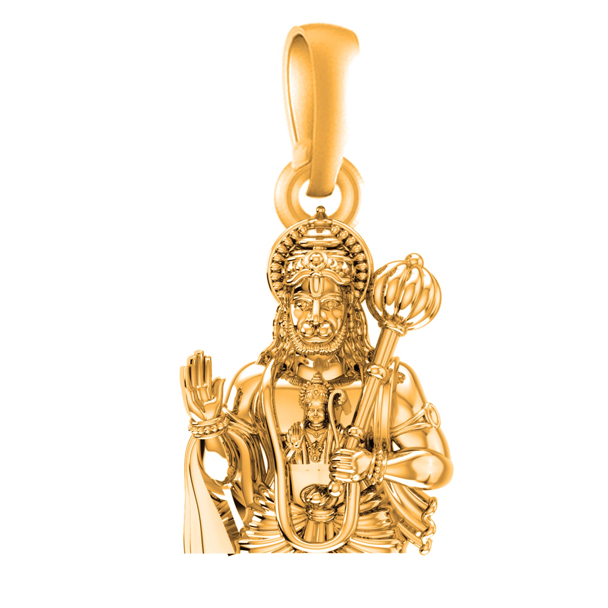 Pendentif Hanuman argent 925 et or 22k, médaillon d'exception gravé - 8