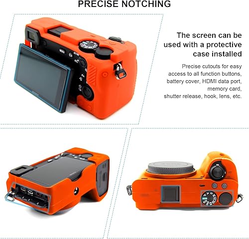 Miniatura 4 de Easy Hood Funda para cámara Sony A6600 Alpha 6600 ILCE-6600 sin espejo, antiarañazos, ajuste delgado, de goma de silicona suave, protector de piel