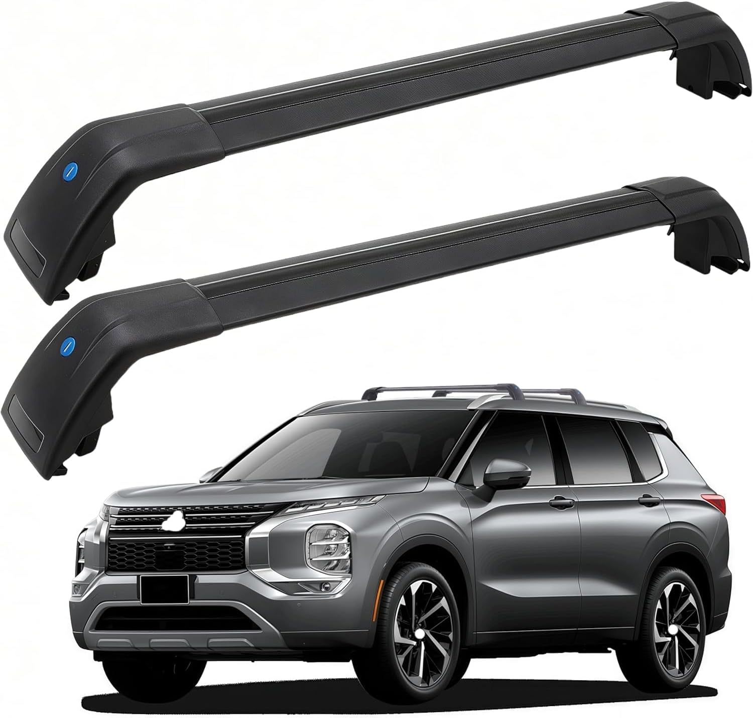 SYDSZ Cross Bar Roof Rack Fit for Mitsubishi Outlander XG 2022 2023 2024 2025 2026, Flush Side Rails, Heavy Duty Aluminum Roof Cross Bars Rooftop Luggage Rack, Ski Rack for Car Roof