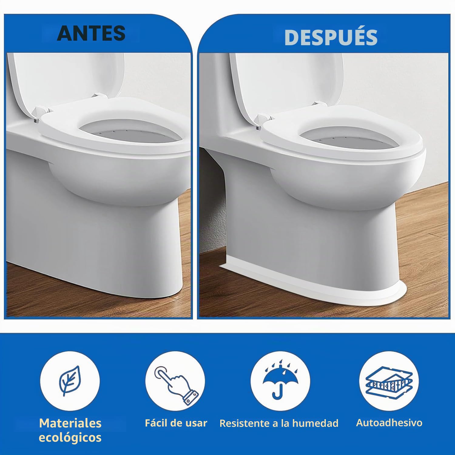 Rodapiés Autoadhesivo Flexible 6m x 40mm Perfil PVC Rodapie de Acabado Rodapiés Flexible Cinta Autoadhesiva para Cocina y Baño Cinta de Sellado Impermeable