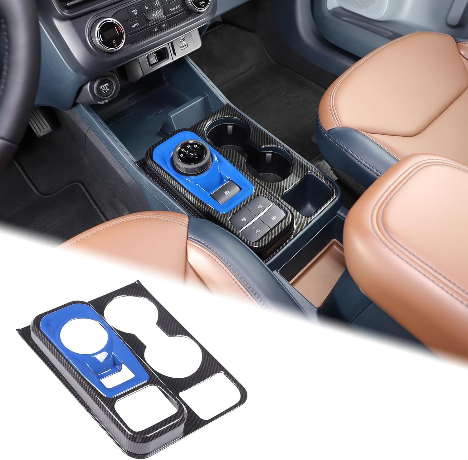 Aunginsy Central Control Gear Shift Box Panel Cover Trim Compatible Ford Maverick 2022 Gear Shift Panel Cover Car Gear Shift Knob Console Panel Trims Cup Holder Frame Interior Decoration Accessories