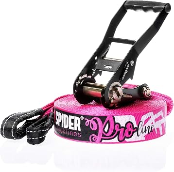 TKS01 - Pro Line Slackline Kit for Jumps, Walking, and Freestyle - Contains a Ratchet, a 20 Meter Line, a Sling Bag, and a Ratchet Protector - Complete Set Length 20m