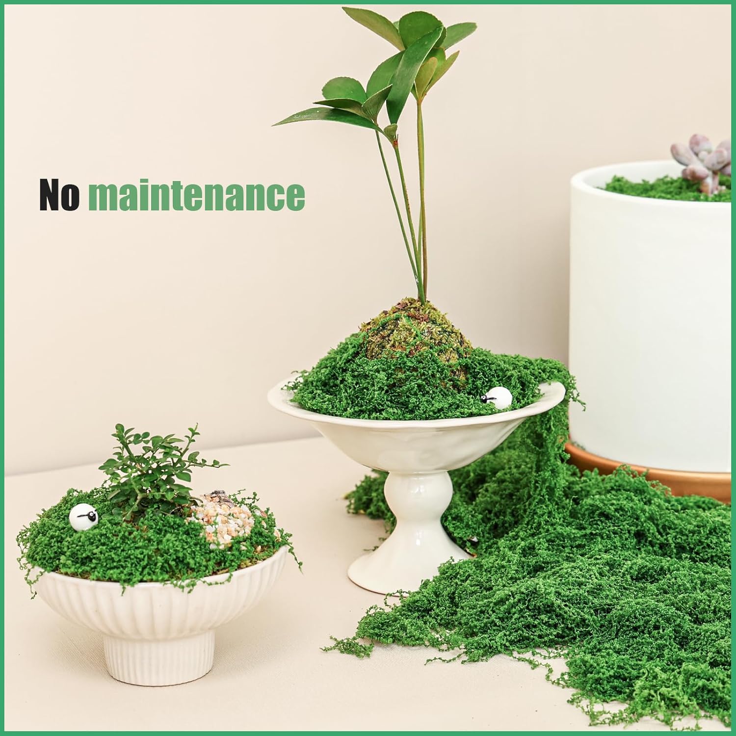 Fake Green Moss for Potted Plants Indoor,28.2oz Artificial Moss for DIY Crafts, Decorative Faux Grass for Planters, Model Making,Table Centerpieces,Walls, Wedding, Terrariums, Fairy Garden Accessories