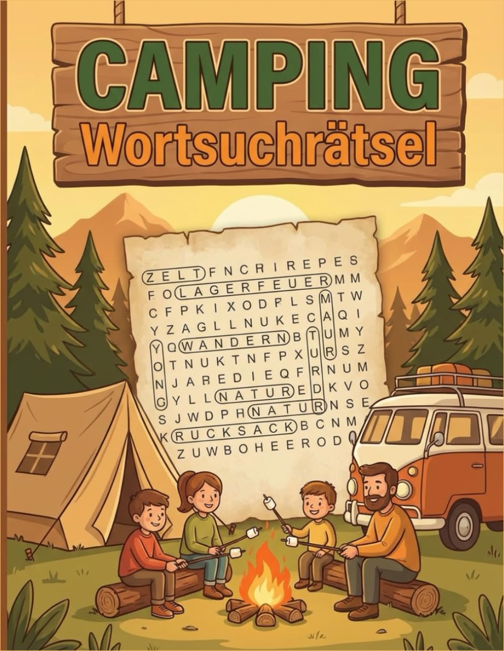 Camping Wortsuchrätsel: Rätselbuch für Campingurlaub, Wohnmobil & Outdoor-Abenteuer – Entspannender Suchspaß für Erwachsene