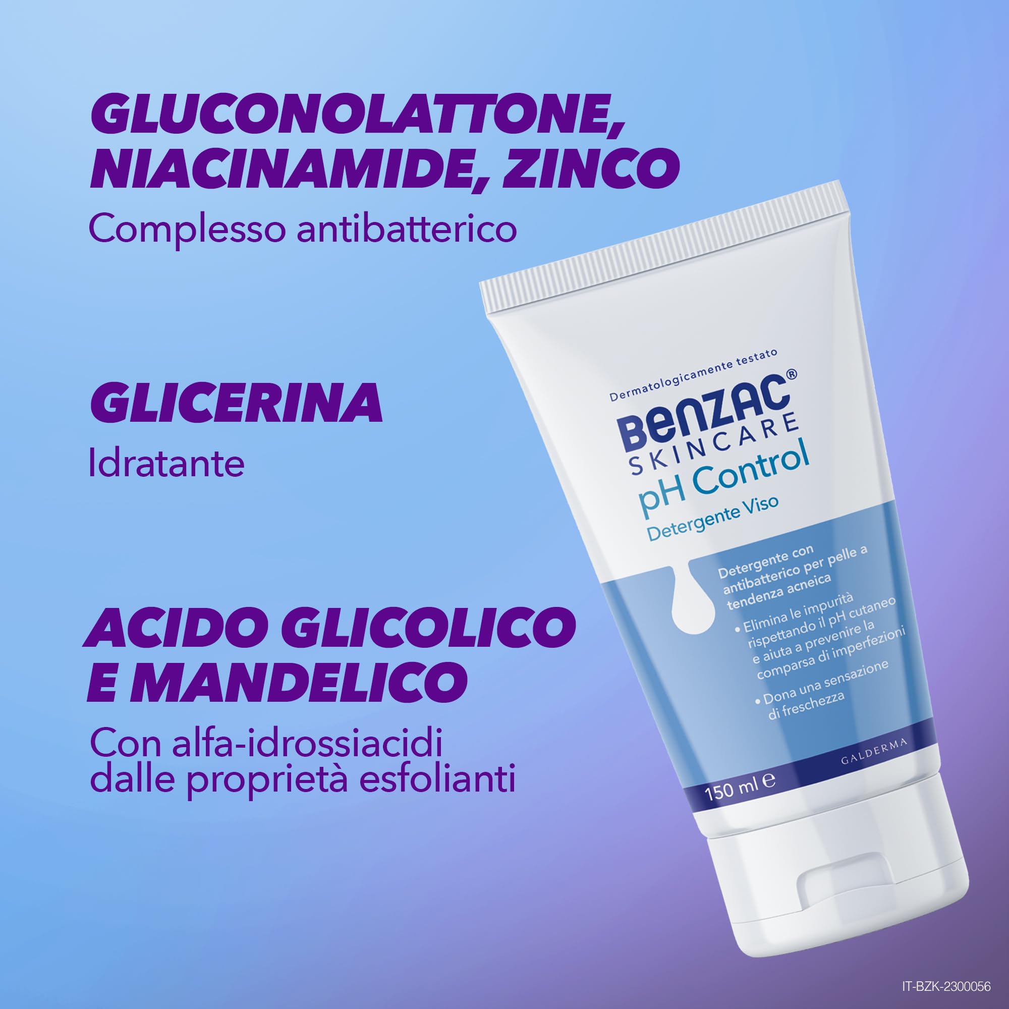 Benzac Skincare pH Control, Detergente Viso, Anti Acne, con Antibatterico, Elimina le Impurità e Rispetta il pH Cutaneo, con Gluconolattone e Zinco