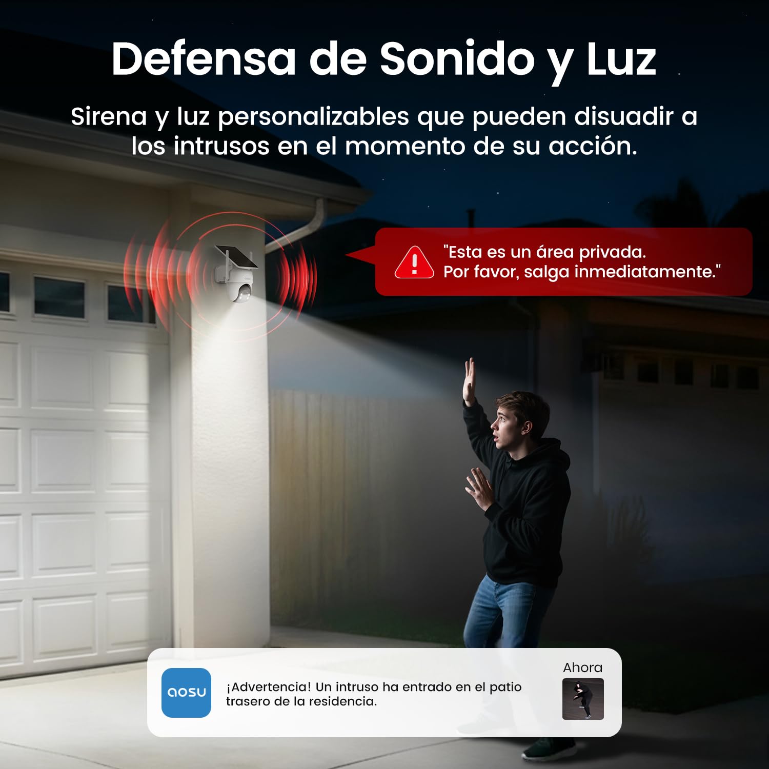 aosu 2K Camara de Vigilancia Solar Exterior, Kit de 4 Cámaras con aosuBase | 360° Pan y Tilt Seguimiento Automático, Audio Bidireccional, Visión Nocturna en Color, 32 GB de Almacenamiento Local