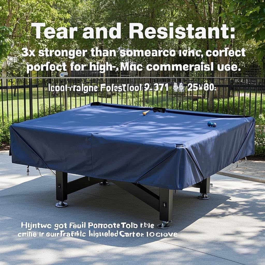 Pool Table Cover, with Storage Bag, Waterproof & Dustproof Pool Table Protector, 210D Silver Coated Oxford Fabric, Ideal for Billiard Table Accessories(9FT)